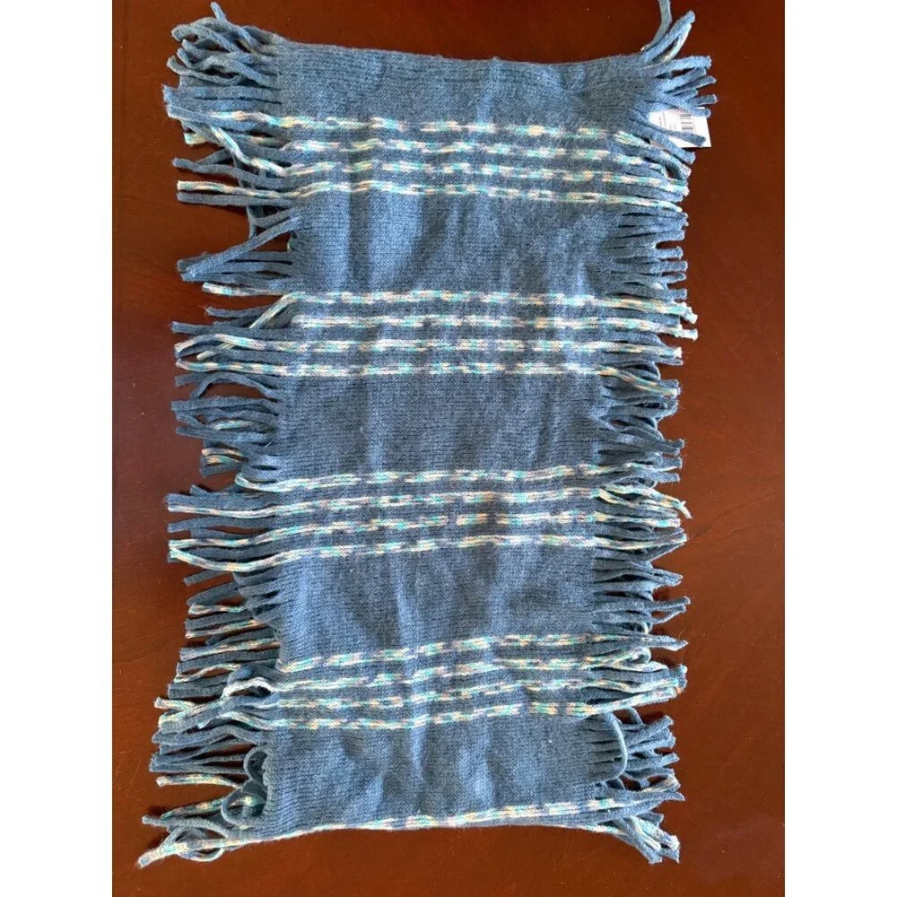 Mia & Tess The Paperstore Blue Cozy Fringe Infinity Scarf New With Tags - Picture 6 of 7